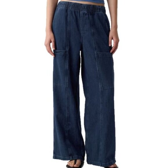 Gap Denim - GAP Jeans Womens Size XL Utility Easy Wide Leg Blue High-Rise pull on elastic